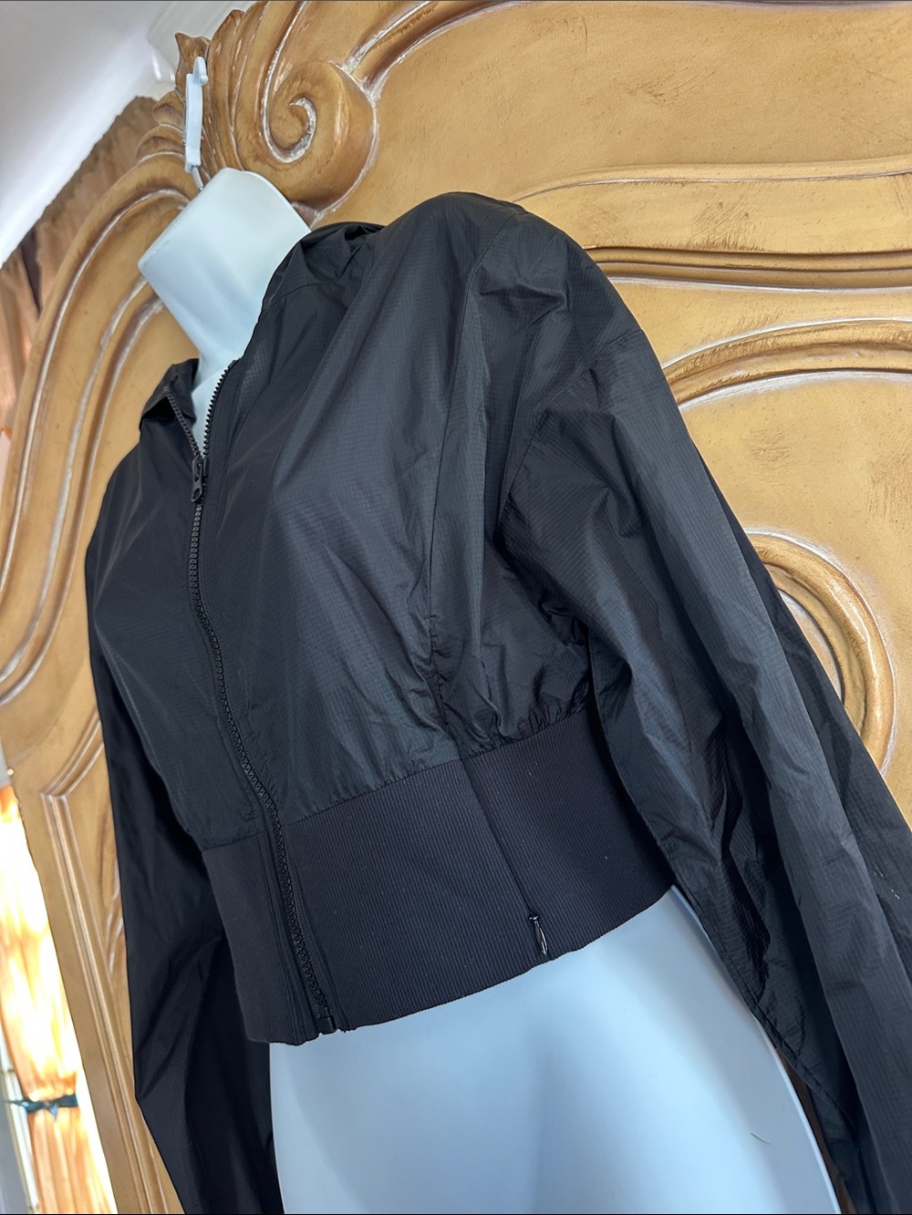 ALO Women's Black Hooded Bomber Jacket - Casual Zip-Up - Picture 2 of 11
